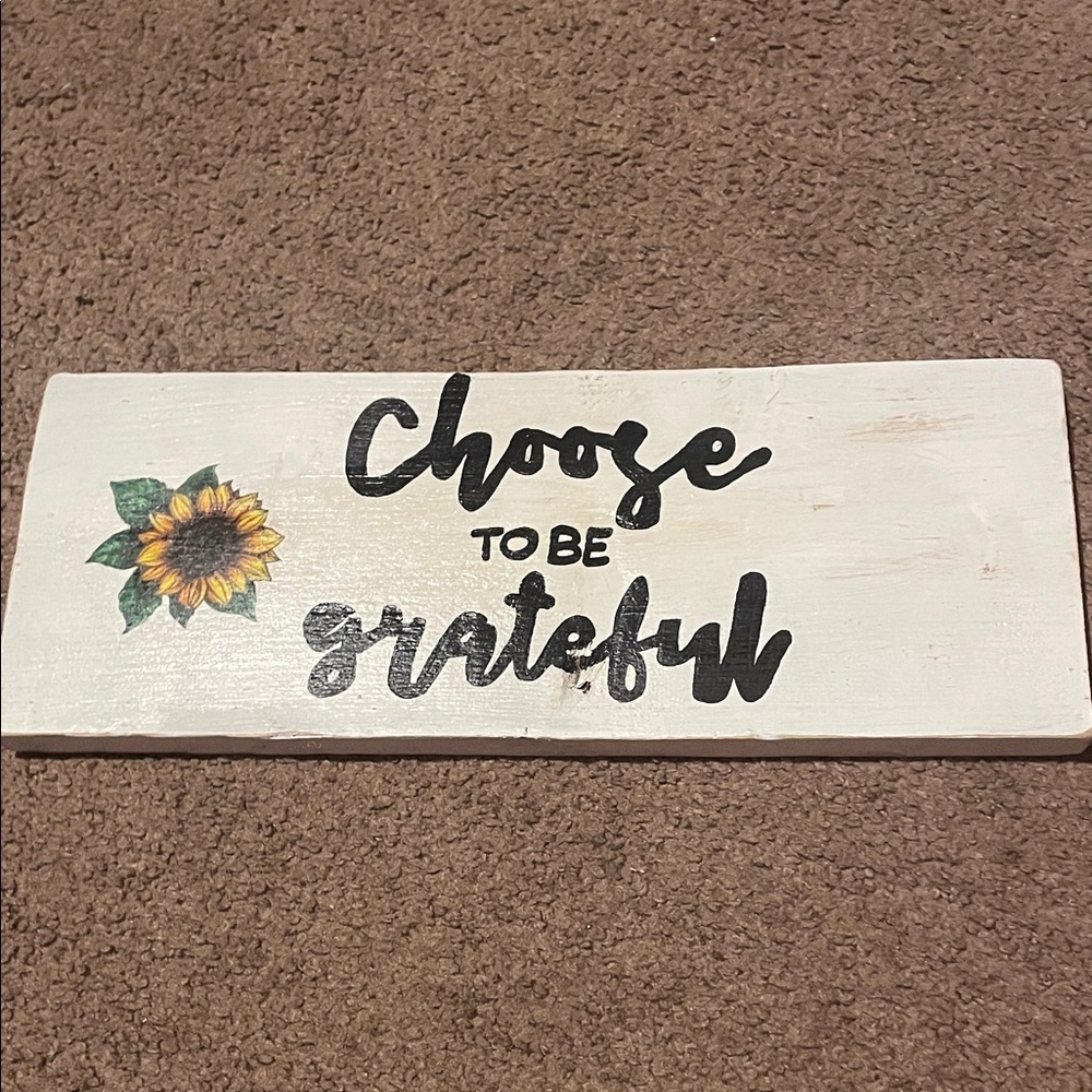 Inspirational White Wall Sign with Sunflower Design